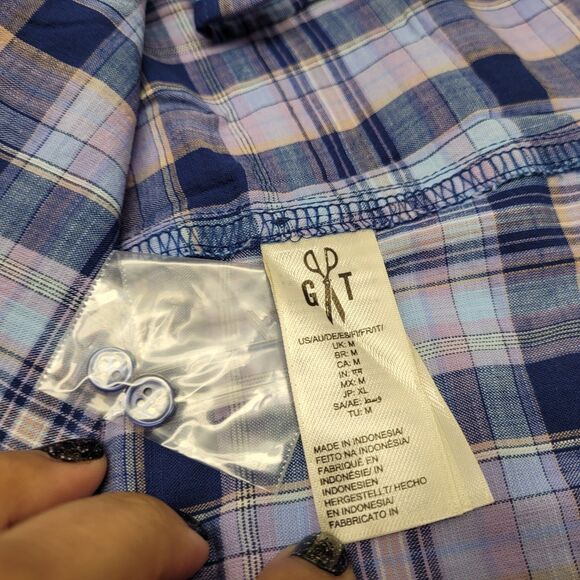 Goodthreads Women's Plaid Washed Button-UpShirt Blue Long Sleeve Size Medium - Picture 11 of 14